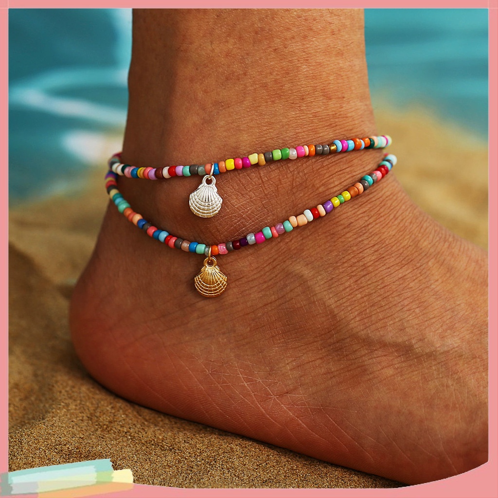 Lắc Chân Hợp Kim Trang Trí Hạt Hình Con Sò Xinh Xắn Cho Nữ