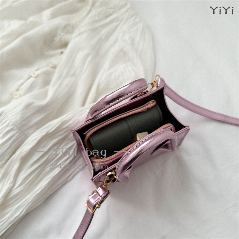 ✨Giảm Giá Hot Sale!✨Túi Da Đeo Chéo Mini Hình Vuông Màu Vàng / Bạc Phong Cách Hàn Quốc Độc Đáo Thời Trang Cho Nữ