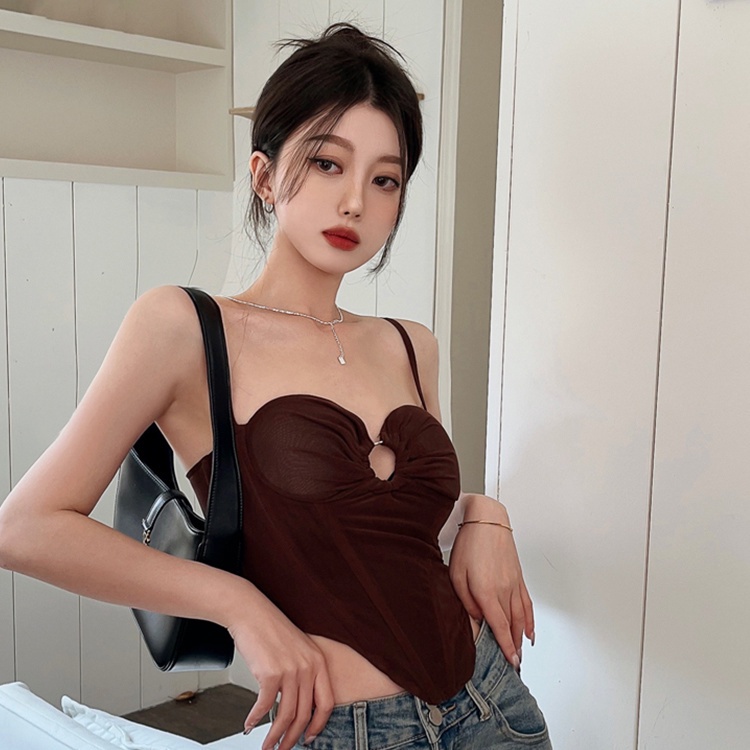 COZOK Áo Không Tay Khoét Lỗ Dáng Ôm Phong Cách Vintage Thời Trang