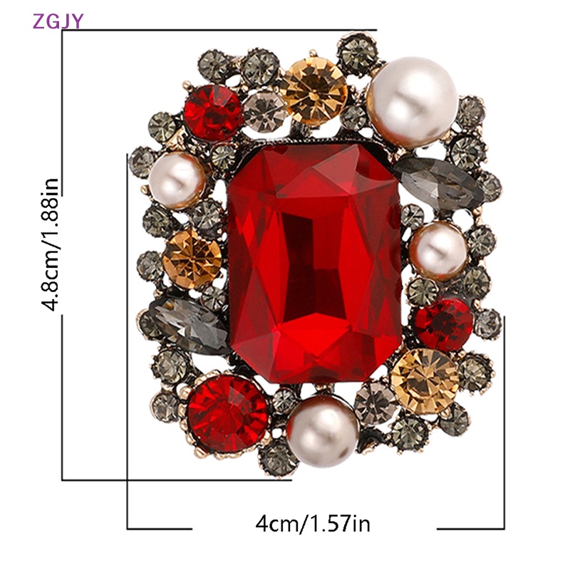 Ghim Cài Áo Đính Đá Pha Lê / Ngọc Trai Hình Vuông Phong Cách Cổ Điển Thời Trang Cho Nữ Mới