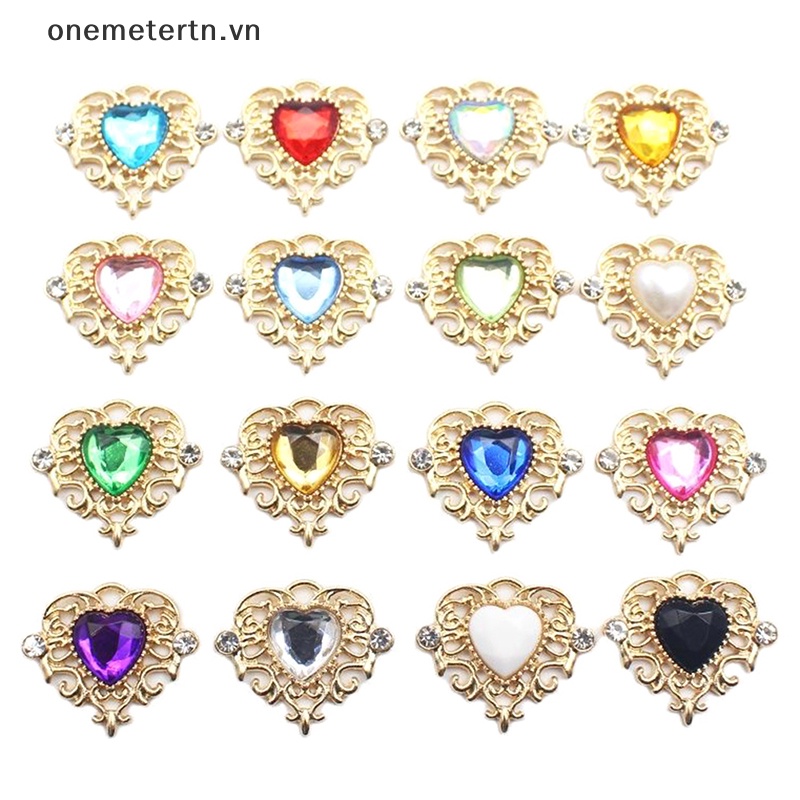 Set 5 Nút Hợp Kim Hình Trái Tim 21 * 25mm Trang Trí Quần Áo Diy