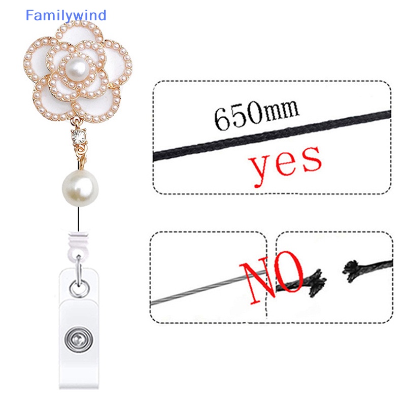 Familywind > Kẹp Giữ Thẻ ID Bảng Tên Có Thể Thu Vào Họa Tiết Hoa Đính Ngọc Trai