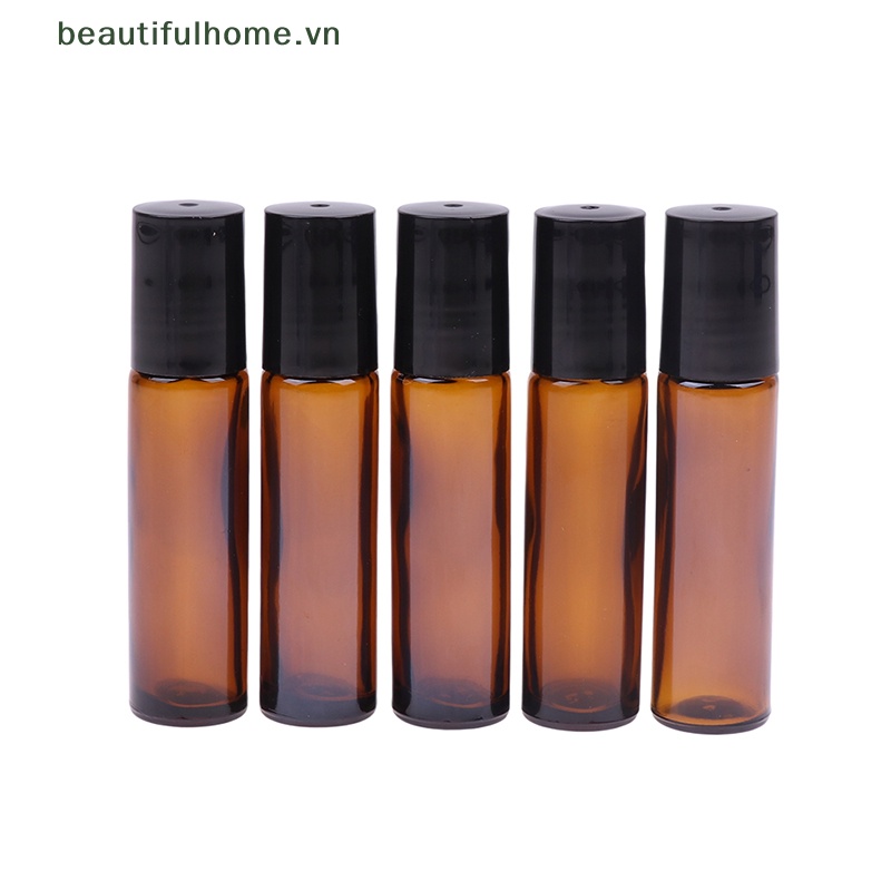 Lọ Thủy Tinh Rỗng 10ml Màu Hổ Phách Có Đầu Lăn Kim Loại