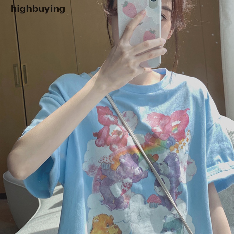 Áo Thun Tay Ngắn Cổ Tròn In Hình Gấu Hoạt Hình Thời Trang Mùa Hè Cho Nữ