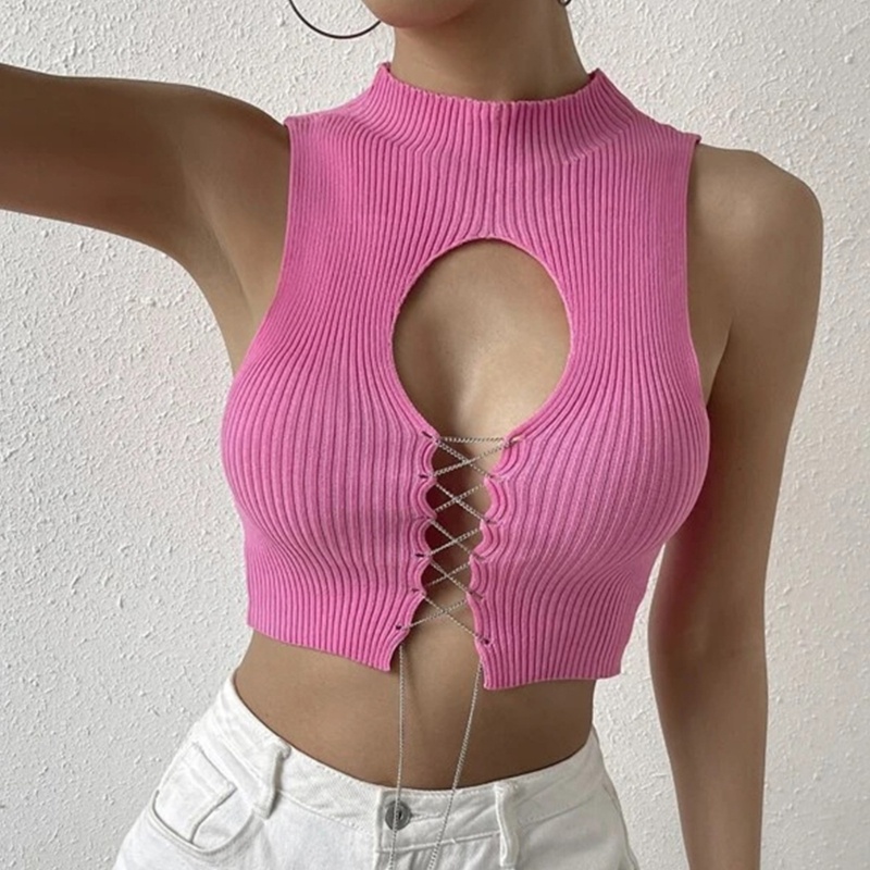 Brroa Áo Hai Dây Dệt Kim Ôm Dáng Màu Trơn Khoét Rỗng Gợi Cảm Cho Nữ Đi Tiệc