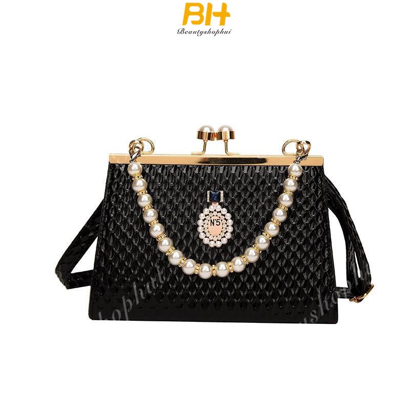 Túi Đeo Chéo Một Bên Vai Hình Vuông Nhỏ Đính Ngọc Trai Thời Trang 2023 Dành Cho Bạn Nữ