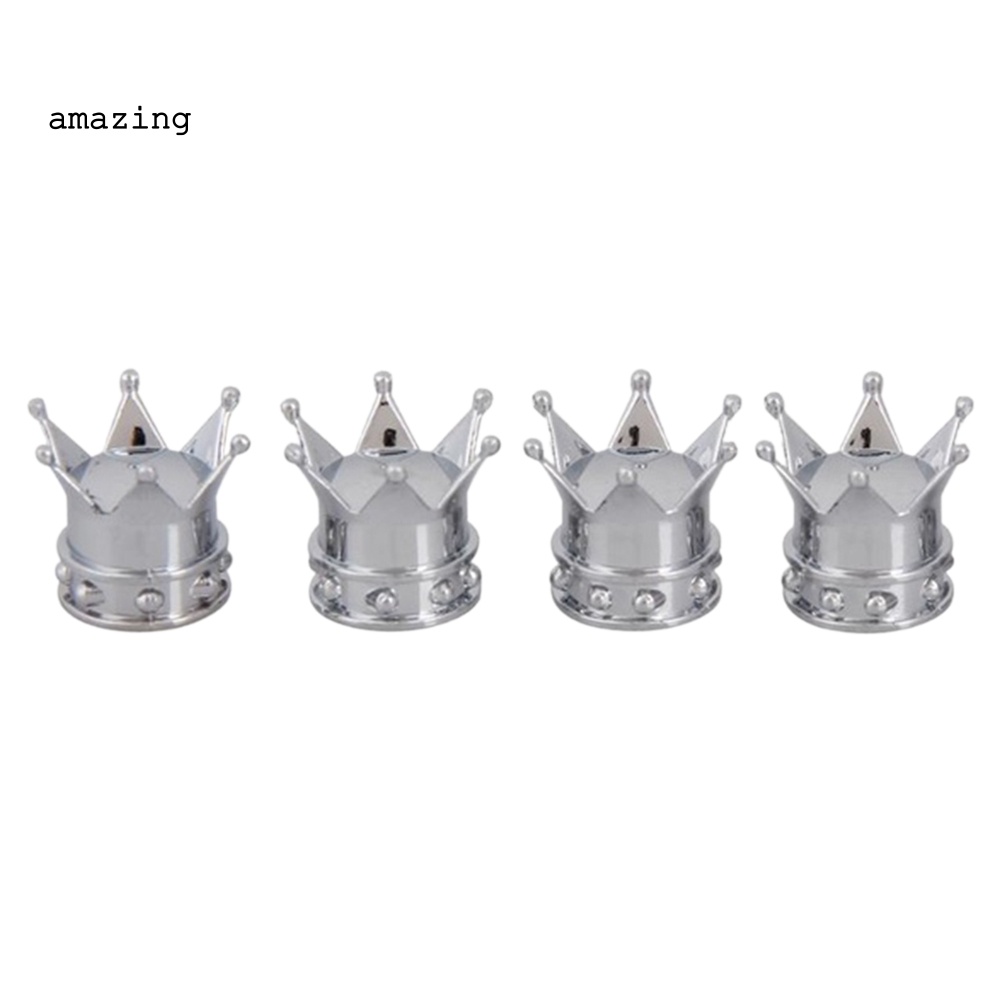 Bộ 4 Nắp Van Khí Chống Bụi Hình Vương Miện Thông Dụng Cho Bánh Xe Hơi Xe Tải