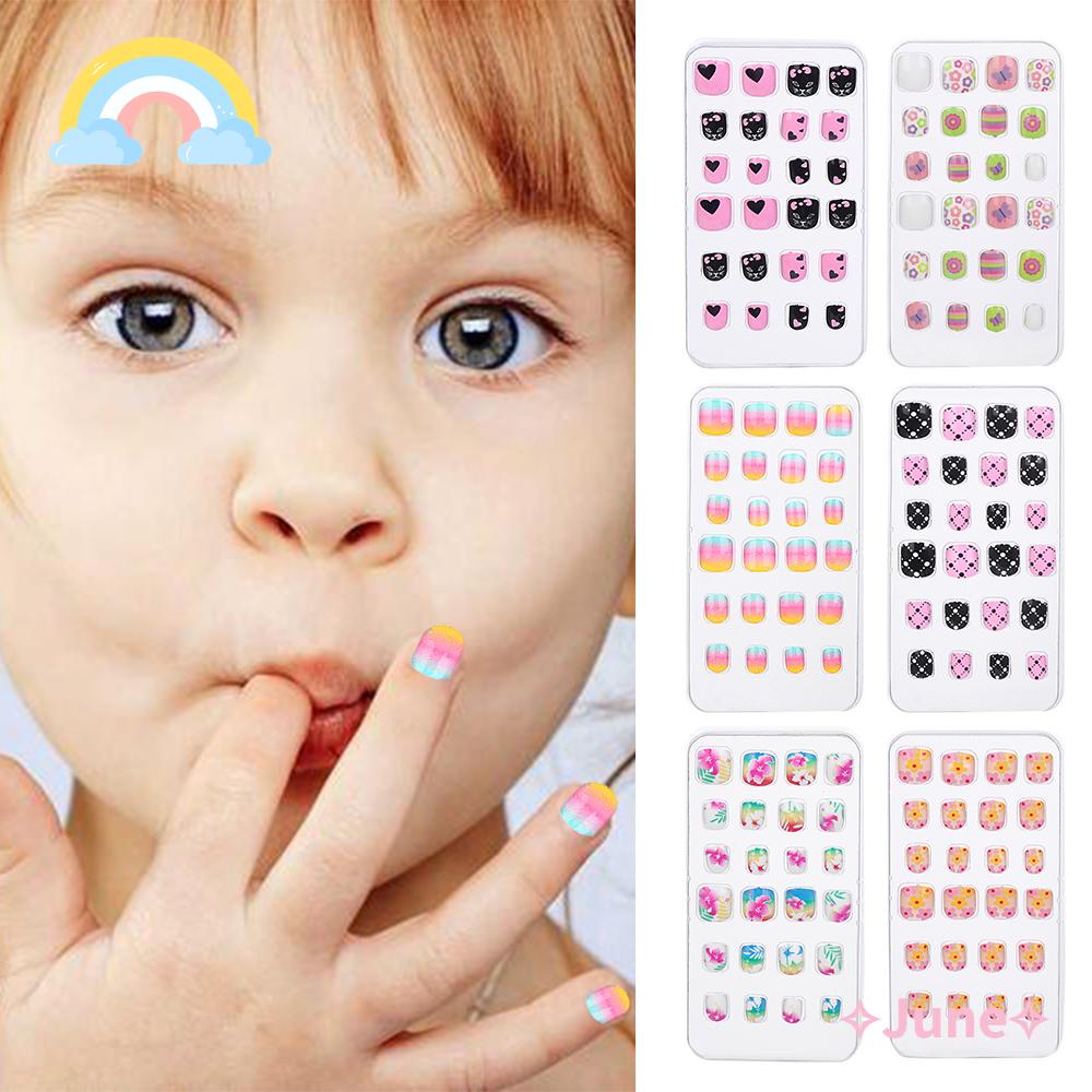 [Hàng mới về] Bộ 24 móng tay giả chuyên dụng cho bé