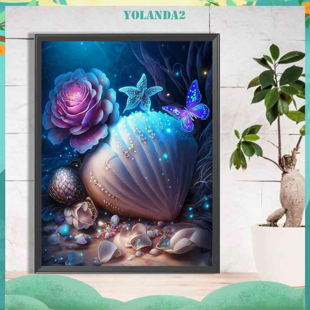 Bộ Tranh Đính Đá 5D Họa Tiết Vỏ Sò Độc Đáo DIY Dùng Trang Trí Nhà Cửa