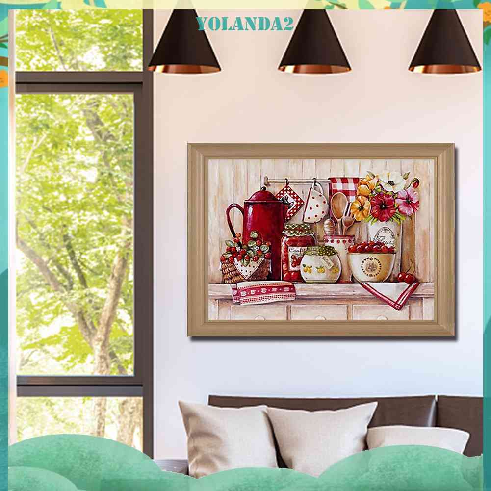 Tranh Đính Đá Kim Cương Toàn Bộ 5D DIY Hình Vẽ Nghệ Thuật Trang Trí Nhà Bếp