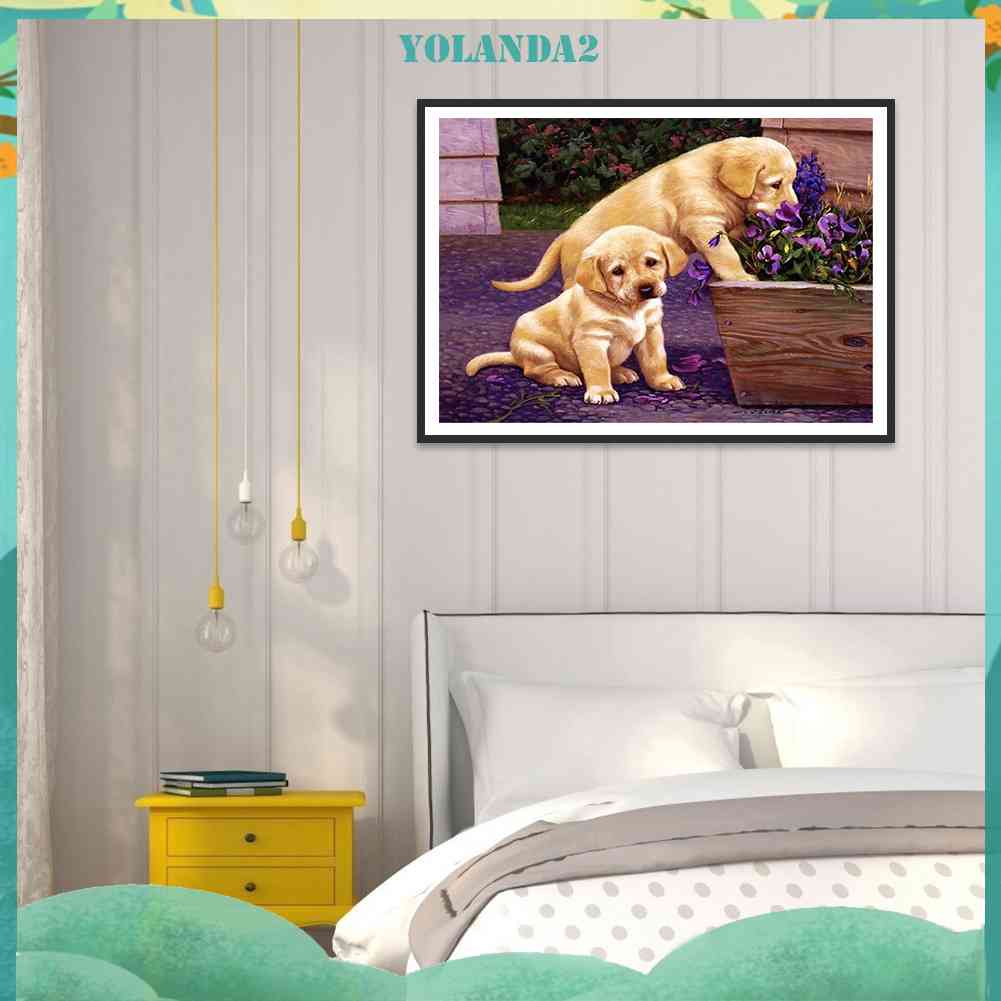 Bộ Tranh Đính Đá Toàn Bộ Họa Tiết Labrador Độc Đáo DIY Dùng Trang Trí Nhà Cửa