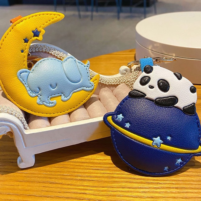 Móc Khóa Da PU Hình Gấu Trúc Hoạt Hình Dễ Thương