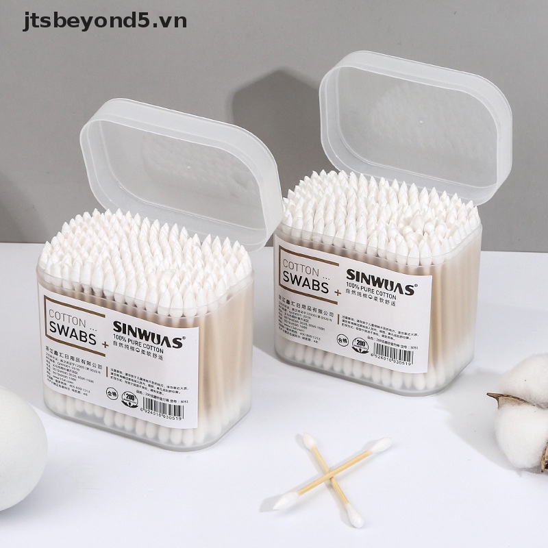 JY 100/200PCS dùng một lần nhà kép đầu tai làm sạch trang điểm Bông Swabs Chồi ..