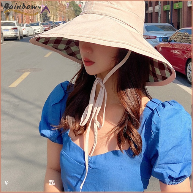 Nón Tai Bèo Hai Mặt Thoáng Khí Họa Tiết Kẻ Sọc Thời Trang