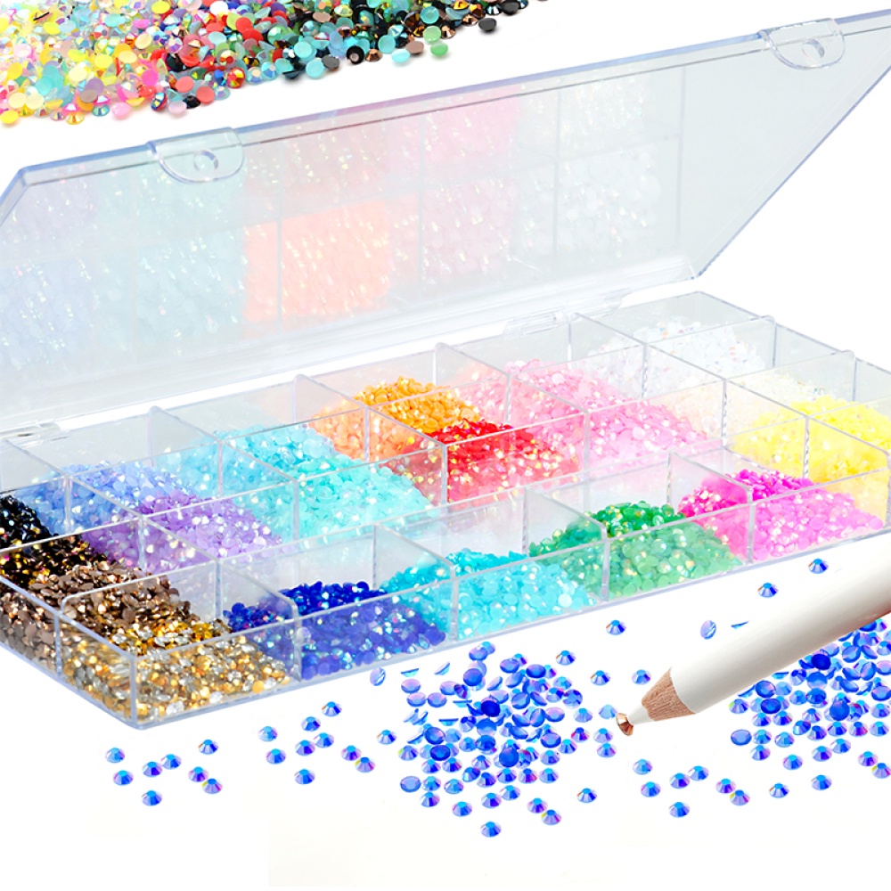 Set 20000 Viên Đá Nhựa 3mm Dùng Làm Đồ Trang Sức Thủ Công H5P3