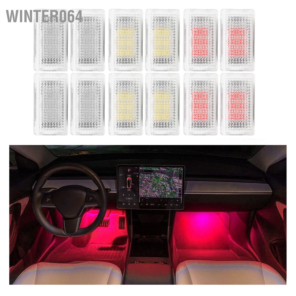 Winter064 4 Nội Thất Đèn LED Bóng Thân Cây Cửa Vũng Nước Chân Cũng Sáng Bộ Thay Thế Cho Mẫu Tesla Model 3 Y S X