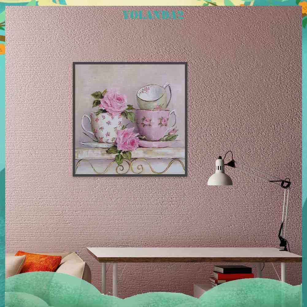 Bộ Tranh Đính Đá Tự Làm 5D DIY Hình Chiếc Cốc Màu Hồng