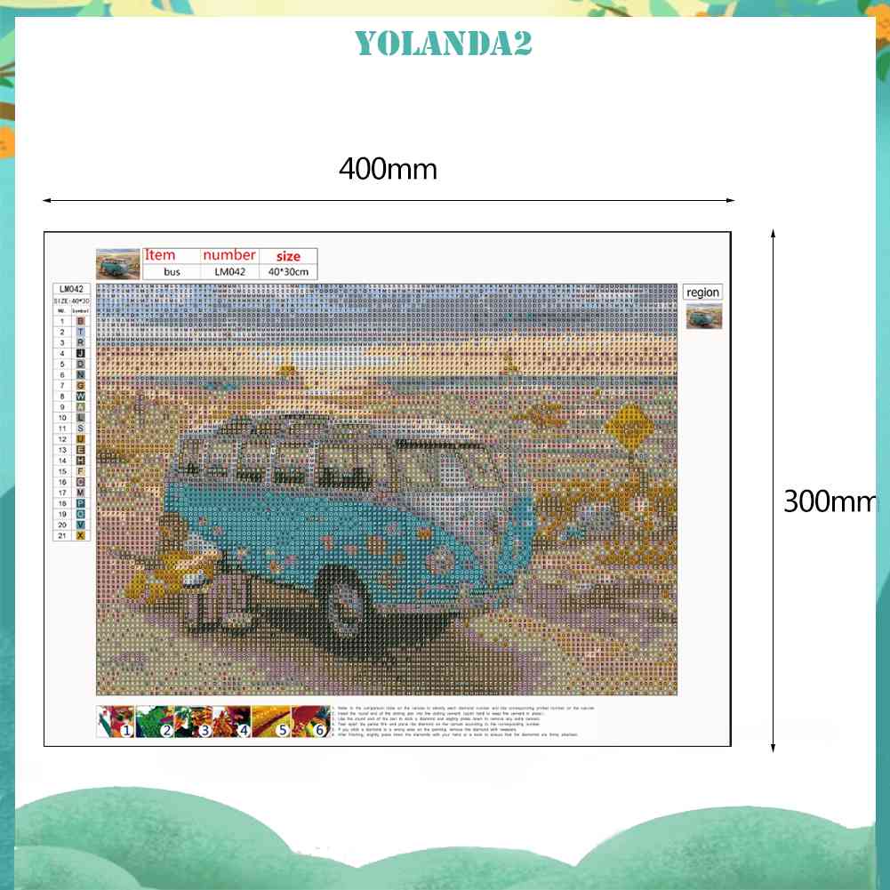 Tranh Đính Đá Kim Cương Toàn Bộ 5D DIY Hình Vẽ Xe Buýt