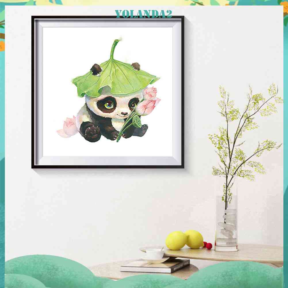 Tranh Thêu Trang Trí Thủ Công 5D Hình Gấu Trúc Đáng Yêu (Mũi Thêu Hình X