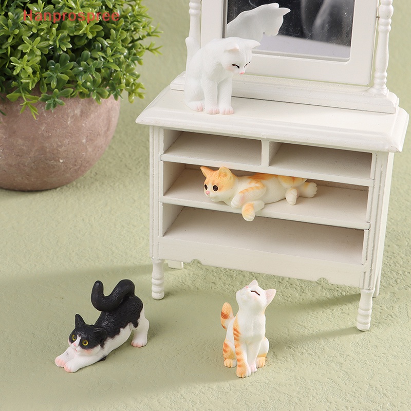 Đồ trang trí Chú Mèo Mini Bằng Nhựa Resin Dễ Thương Trang Trí Nhà Búp Bê