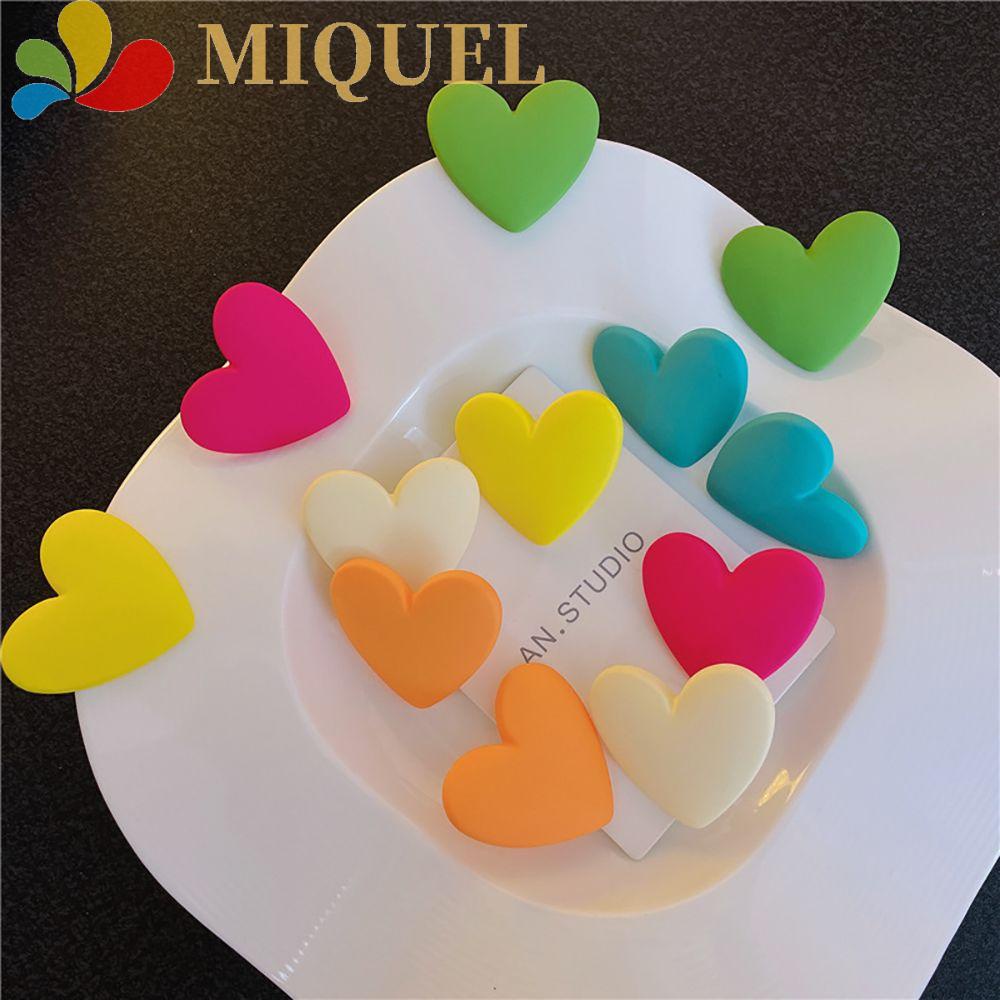 Khuyên Tai Hình Trái Tim Nhiều Màu Sắc Phong Cách Hàn Quốc Cho Nữ