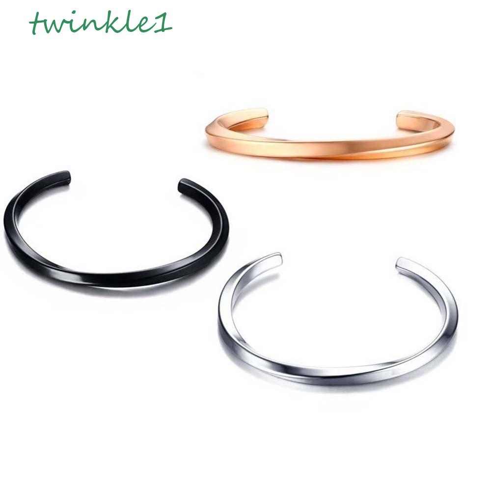 Vòng Tay Đen Chất Liệu Thép Không Gỉ Phong Cách Vintage|Vòng Tay Hở Chất Liệu Titan Màu Sắc Retro