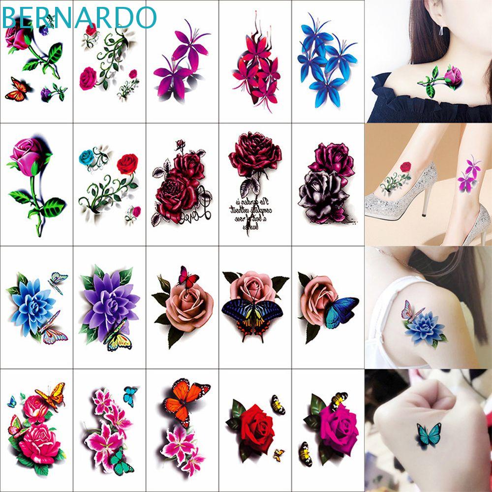 Set 10 / 20 / 30 / 50 Hình Xăm Dán Tạm Thời Chống Nước Hình Bướm 3D Nhiều Màu Sắc