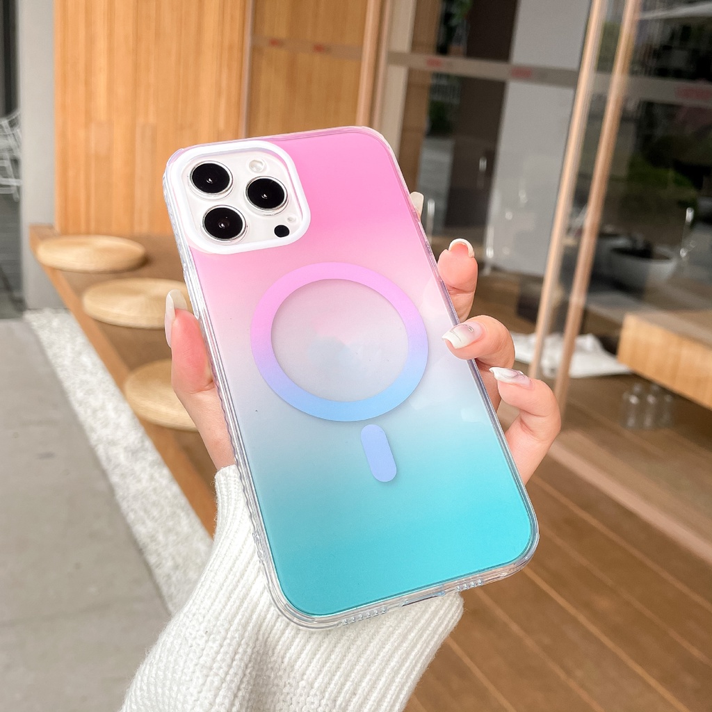 Ốp Điện Thoại Nam Châm Chống Rơi Màu Gradient Cho IPhone 14 PRO Max 14Plus 13 PRO 12 11