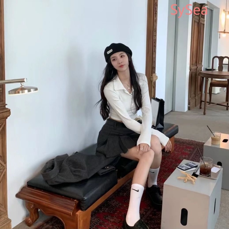 Áo Sơ Mi Ngắn Cổ Polo Phong Cách Hàn Quốc Quyến Rũ Cho Nữ