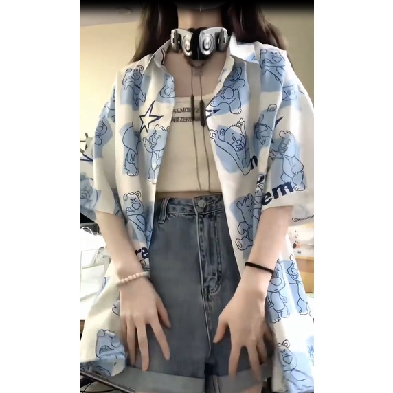 NRVP Áo Sơ Mi Nữ Oversized Vải Cotton Phong Cách Hàn Quốc Mới 2023