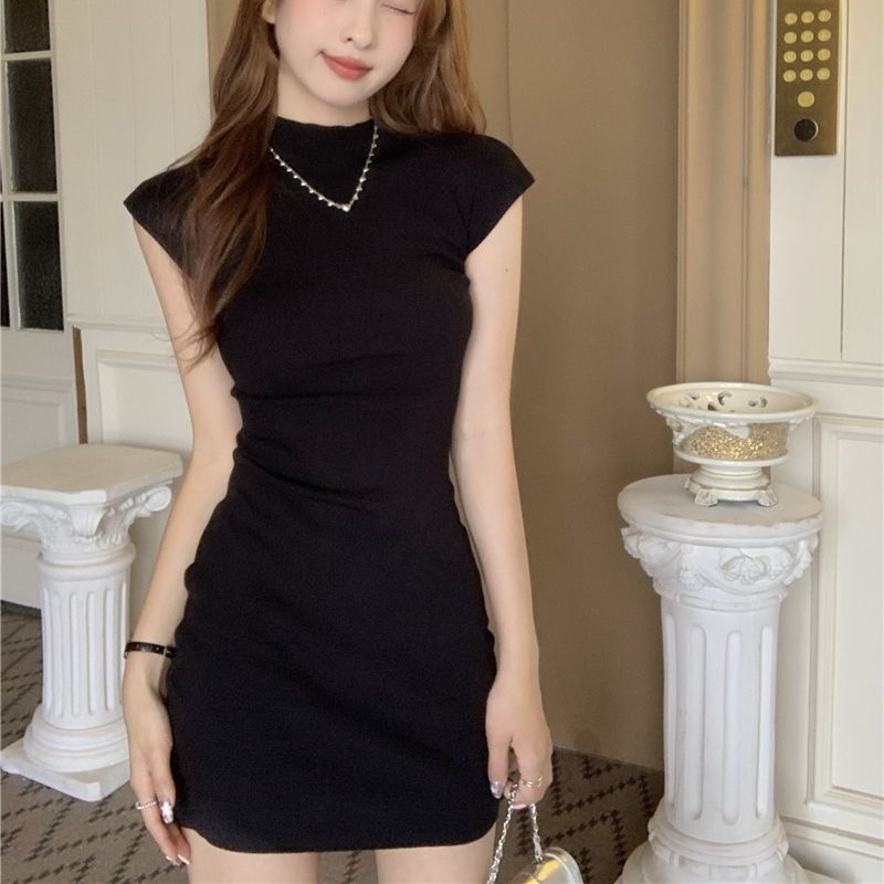 COZOK Đầm Dệt Kim Tay Cánh Tiên Màu Sắc Thanh Lịch Cho Nữ