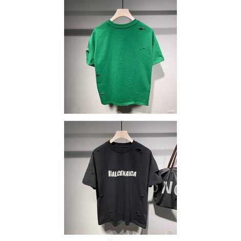 Japanese Fashion Brand Letter Printed Ripped Model Top Short-Sleeved Cotton T-shirt Men's Summer Youth Cool T-shirt Handsome 2DwB
