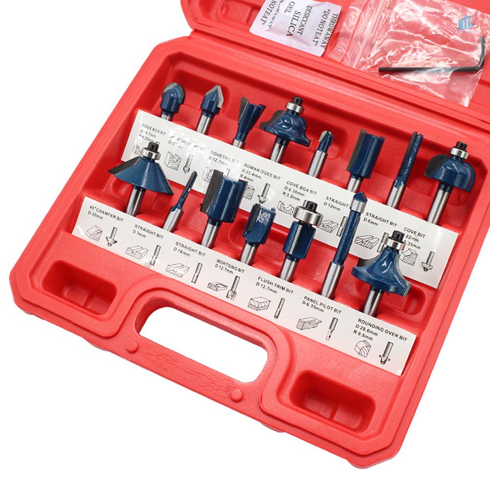 Set 15 Mũi Khoan Cắt Gỗ 1 / 4 Inch Kèm Hộp Đựng