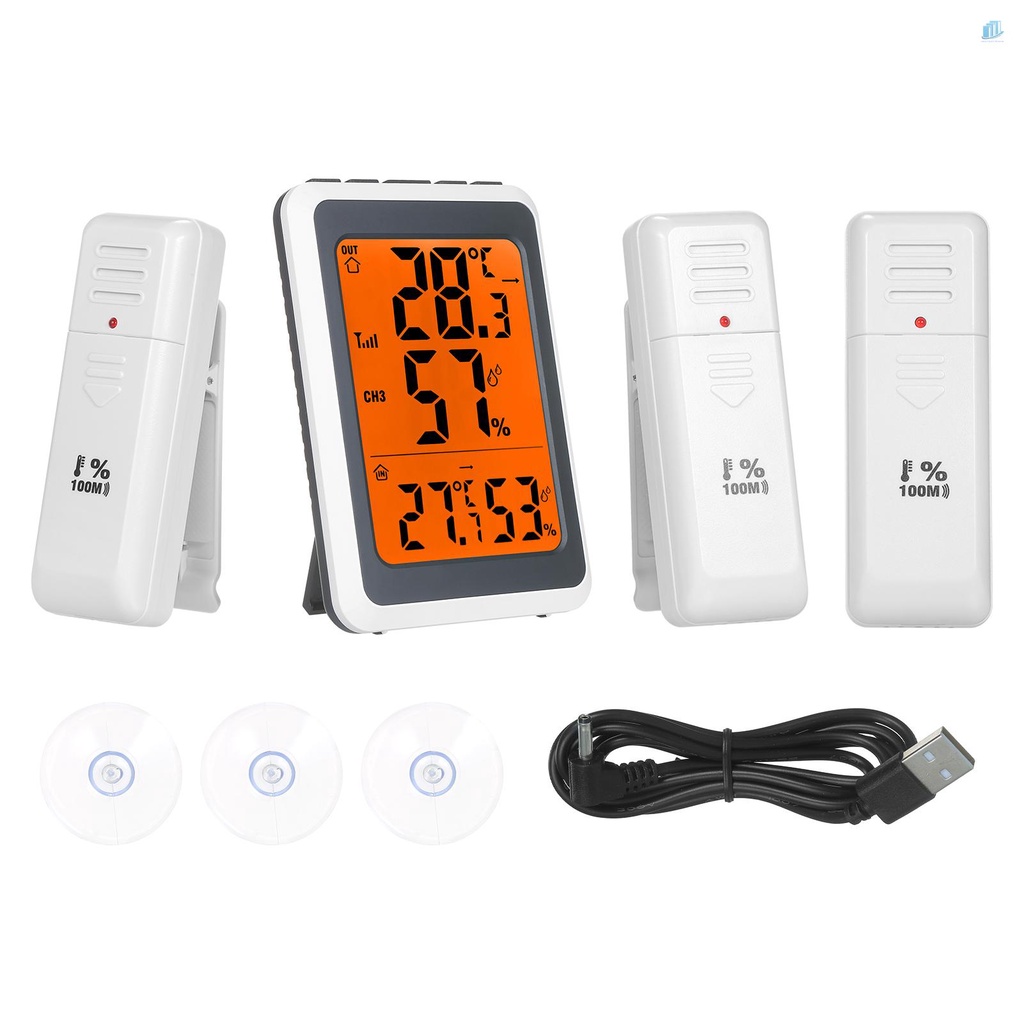 Đồng Hồ Đo Nhiệt Độ Và Độ Ẩm Kỹ Thuật Số Kèm 3 Bộ Phát