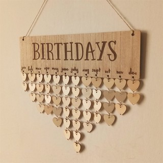 Hanging Ornament Board with BIRTHDAYS Capital Letters Natural Wood Board