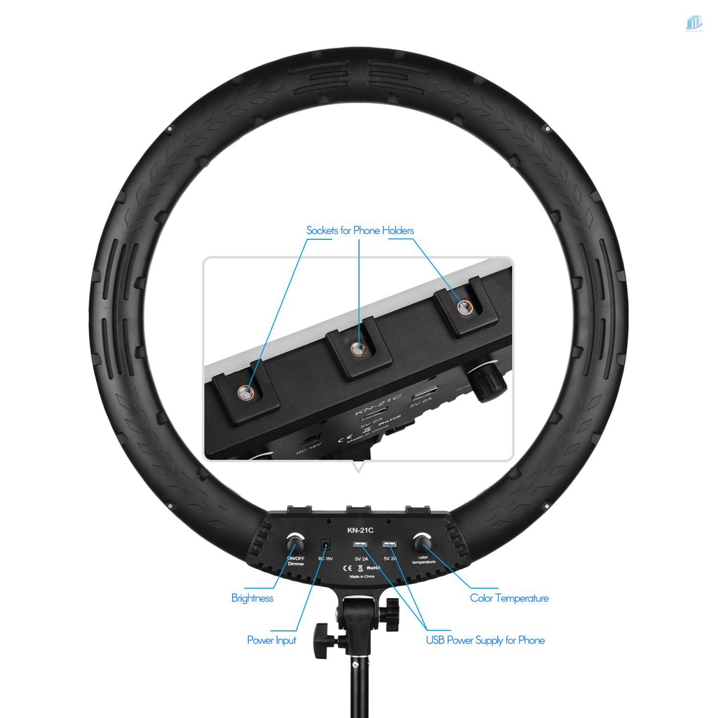 Set 3 Vòng Đèn LED 21 Inch Có Thể Điều Chỉnh Độ Sáng 3000K-6000K Kèm Giá Đỡ Ba Chân