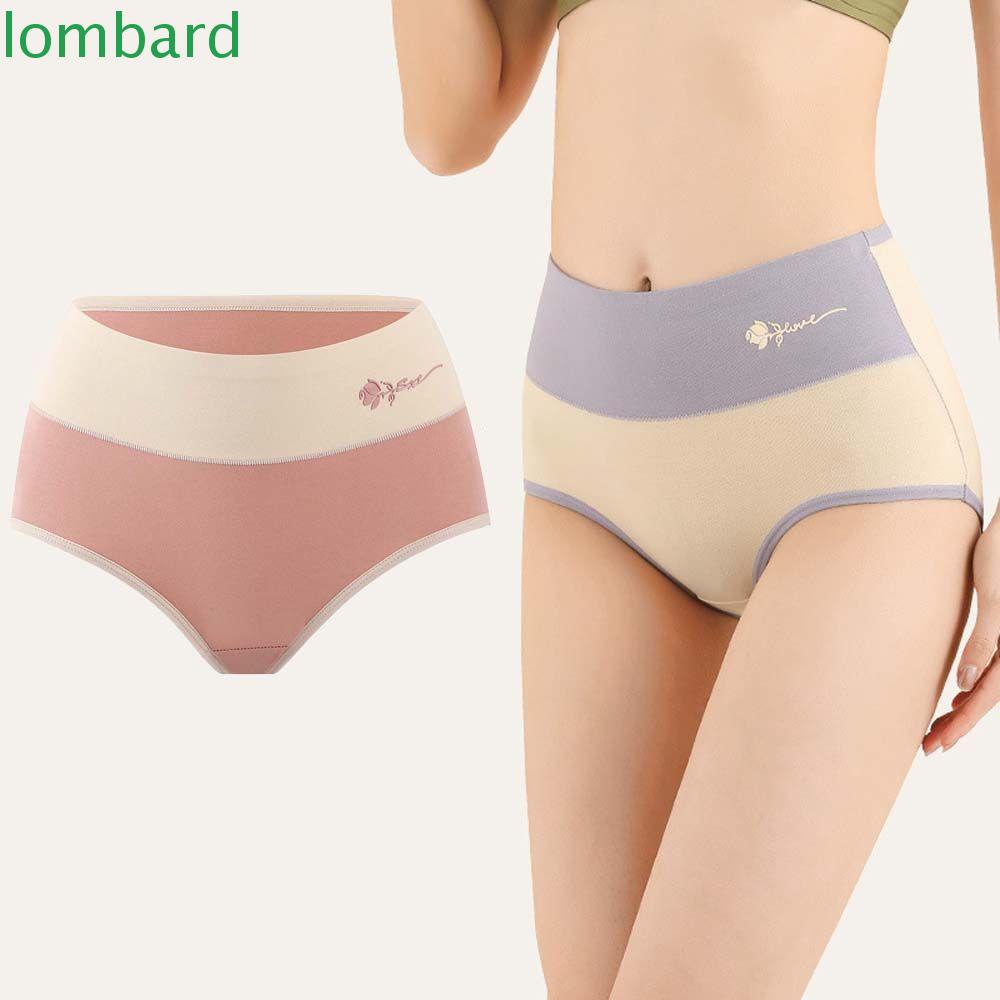 Quần Lót Cotton Lưng Cao Thoáng Khí Kháng Khuẩn Họa Tiết Hoa Hồng Màu Sắc Tương Phản Cho Nữ