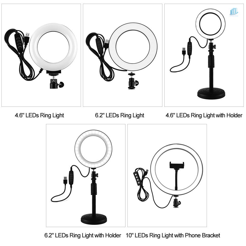 Vòng Đèn Led PULUZ 10 '' 3 Chế Độ Sáng Điều Chỉnh Được Dành Cho Chụp Ảnh / Live Streaming Selfie