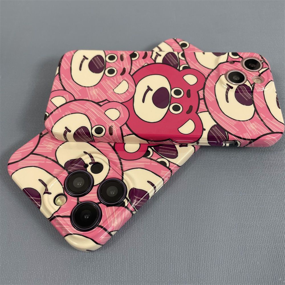 Ốp Điện Thoại Cứng Họa Tiết Gấu Và Dâu Tây Dễ Thương Cho Iphone xr14Pro11 13 12xsmax / 4ZTQ