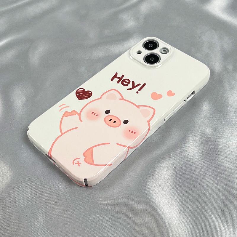 Ốp Điện Thoại Cứng In Hình Heo / Trái Tim Cho Iphone 12 Xr 8 14pro max 13Xs7 11 BI4R