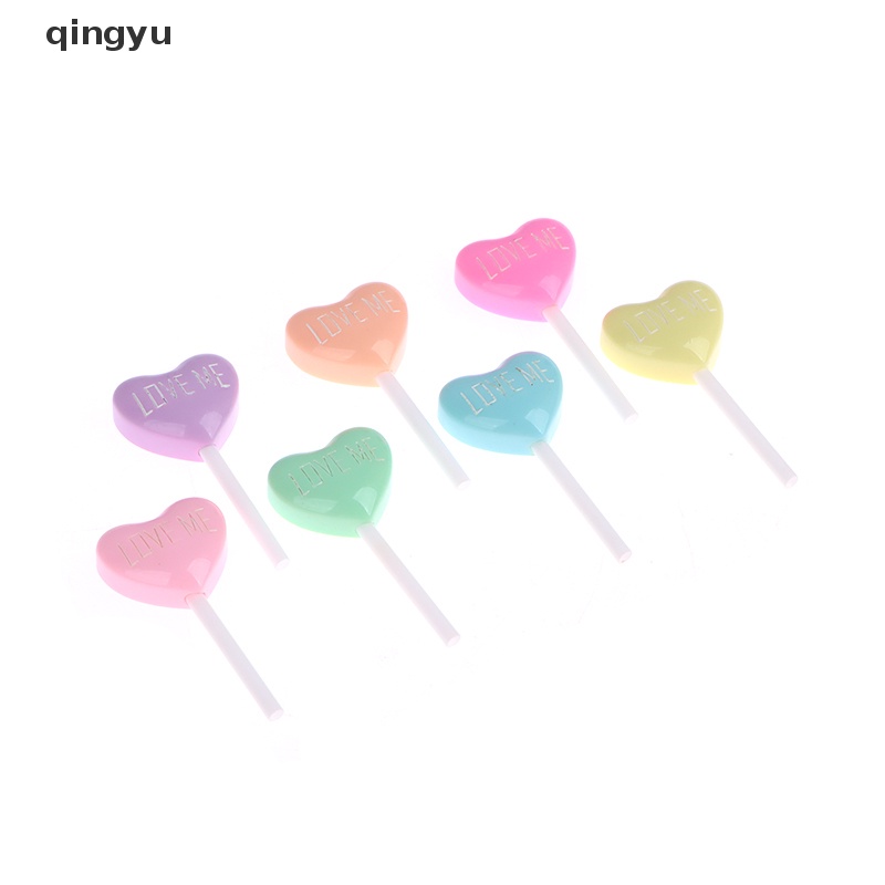 Set 10 Kẹo Mút Trái Tim Giả Resin Trang Trí Ốp Điện Thoại DIY