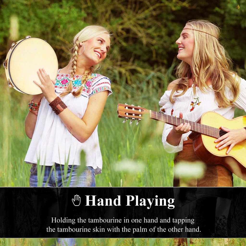 Trống Lục Lạc Cầm Tay 10 "Bằng Kim Loại Dành Cho Trẻ Em