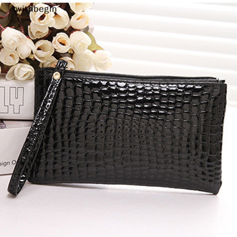 Túi Đựng Điện Thoại / Thẻ / Tiền Xu Màu Trơn Nhỏ Gọn Có Khóa Kéo Cho Nữ