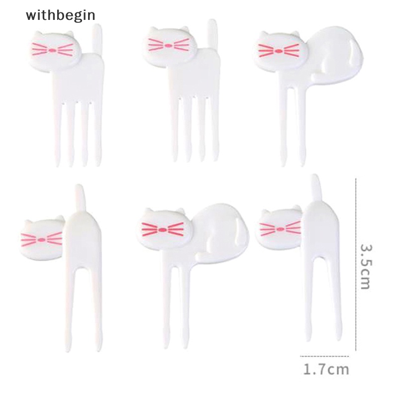 Bộ 6 Nĩa Ăn Trái Cây Tráng Miệng Hình Mèo Trắng Mini Dễ Thương Dùng Trang Trí Tiệc