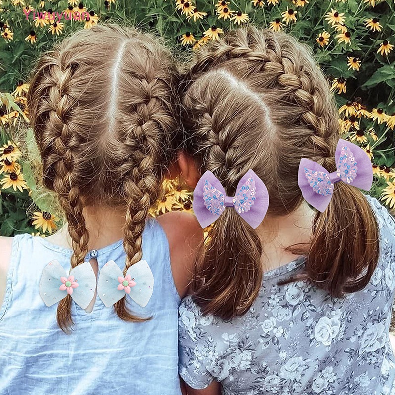 Bộ 2 Dây Cột Tóc Co Dãn Đính Nơ Dễ Thương Cho Bé Gái