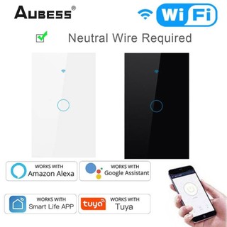Công tắc cảm ứng đèn AUBESS Tuya chuyển đổi thông minh Wifi 1/2/3/4 nút điều khiển bằng giọng nói không dây Alexa
