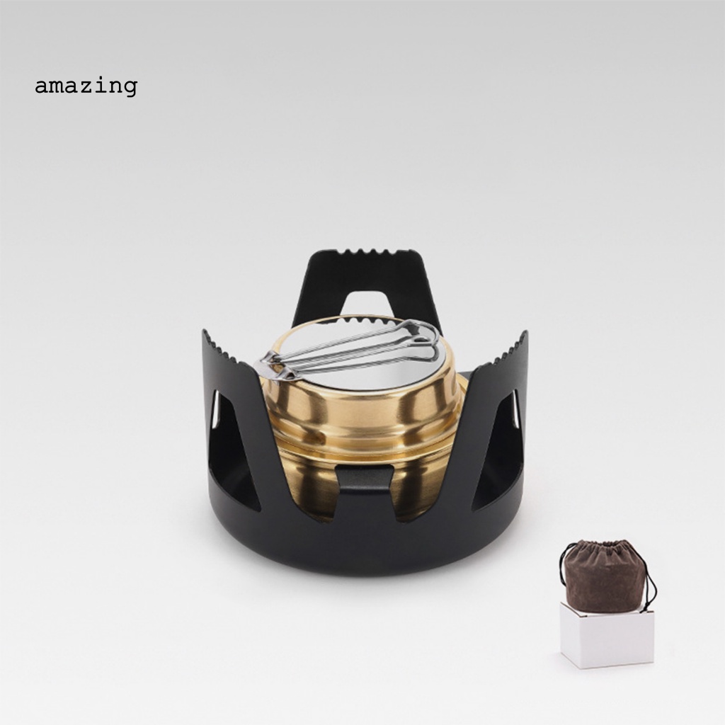 Bếp Lò Mini Chống Gió Có Nắp Điều Chỉnh Và Tay Cầm Có Thể Gập Lại Kèm Túi Đựng Dành Cho Cắm Trại Ngoài Trời