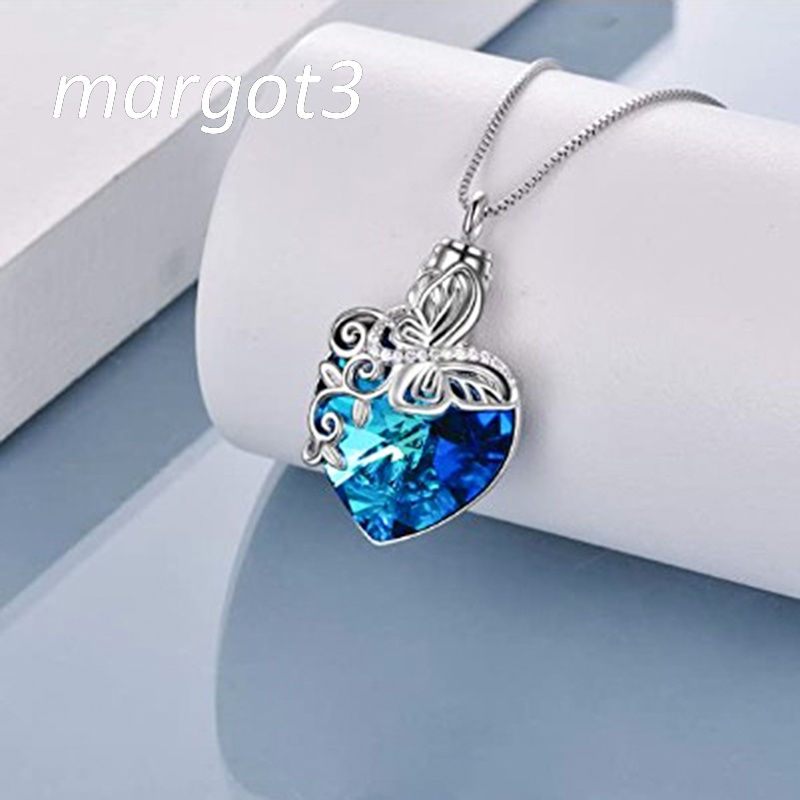 Vòng cổ Mặt Hình Tròn Đính Đá Pha Lê Xanh Dương Thời Trang Cho Nữ
