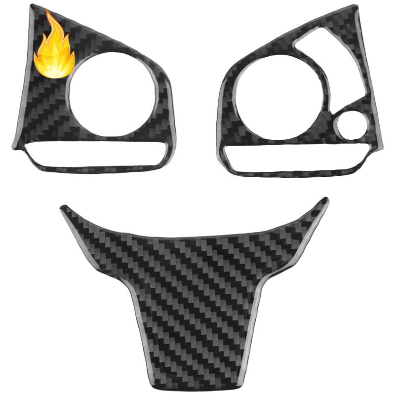 Bộ 3 Viền Sợi Carbon Trang Trí Bảng Điều Khiển Vô Lăng Xe Hơi Honda Civic 2016-2019