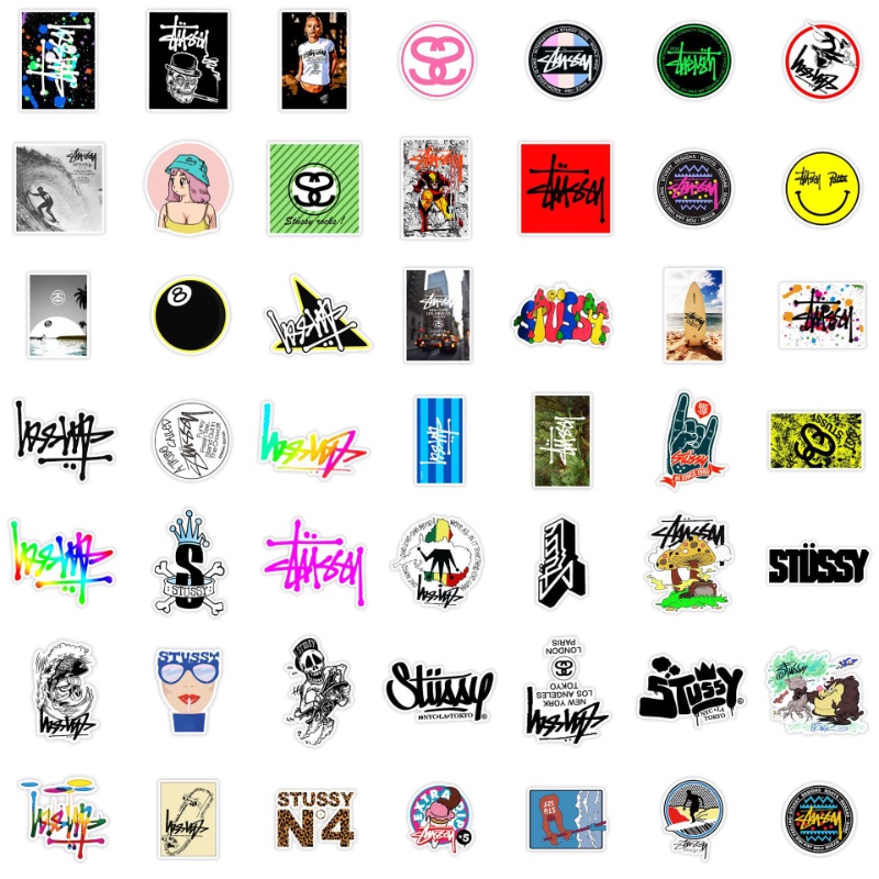 Z&M❀ Sticker Dán Trang Trí Hình Chữ Stussy Độc Đáo ❀ Bộ 50 Miếng Dán Chống Thấm Nước Đồ Chơi Chất Lượng Cao